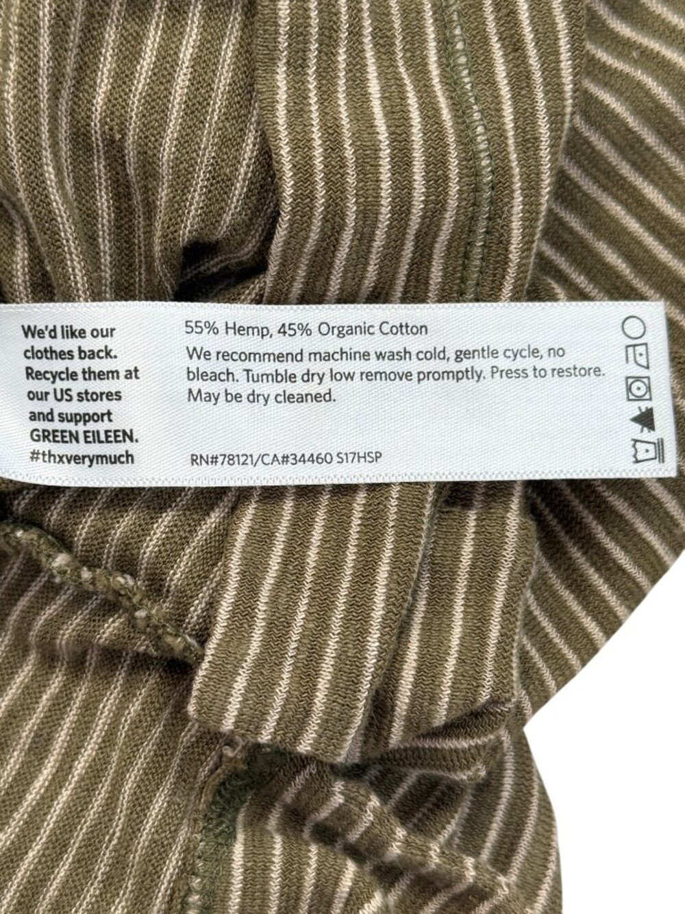 Eileen Fisher Striped Dress With Pockets Hemp Organic Cotton Womens Size XS - Picture 7 of 7